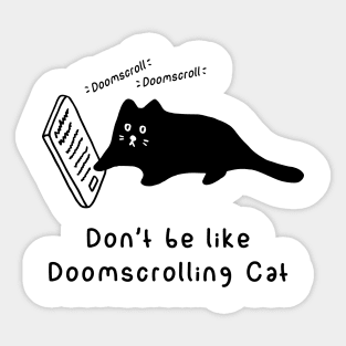 Doomscrolling Cat (White) Sticker